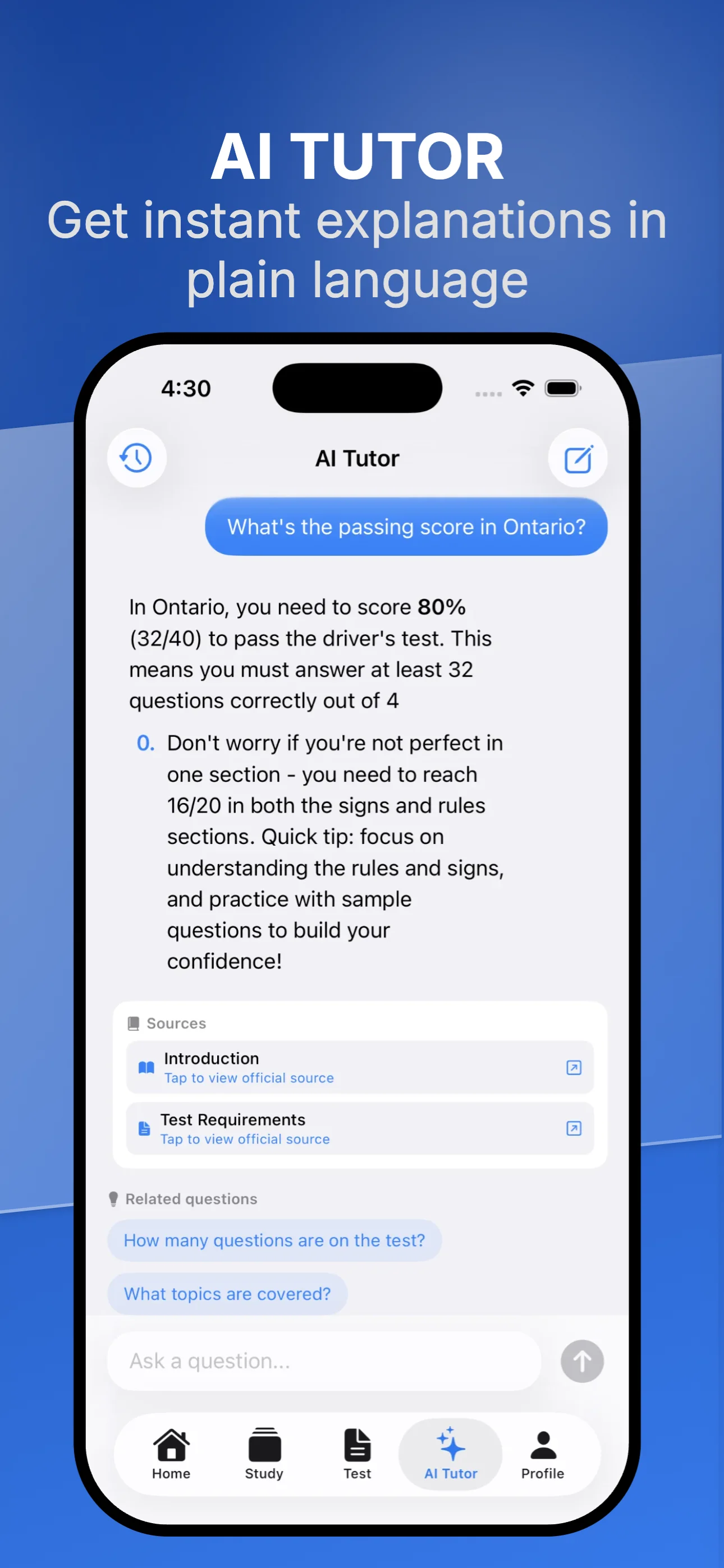 AI Tutor explanations
